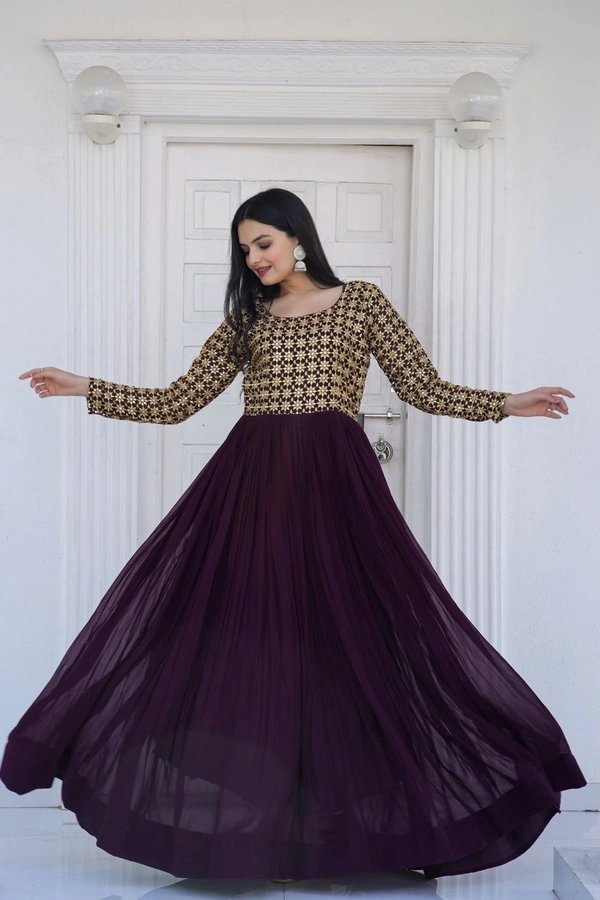 Party Gown Ka1034 Navy - Purple, Free Upto 44