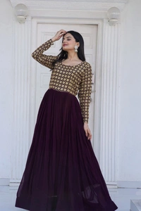 Party Gown Ka1034 Navy - Purple, Free Upto 44