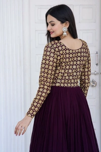 Party Gown Ka1034 Navy - Purple, Free Upto 44