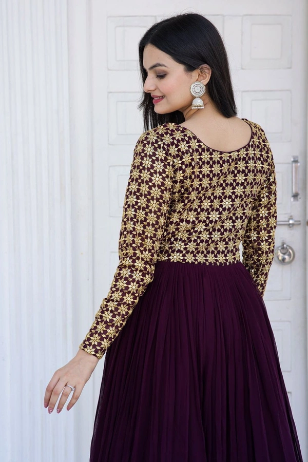 Party Gown Ka1034 Navy - Purple, Free Upto 44