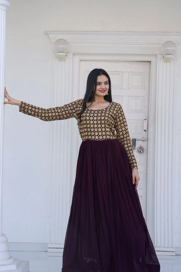 Party Gown Ka1034 Navy - Purple, Free Upto 44