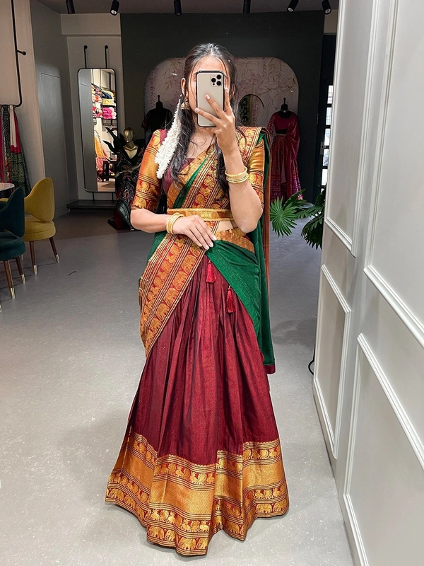 South Silky Lehanga Narayanpet - Maroon