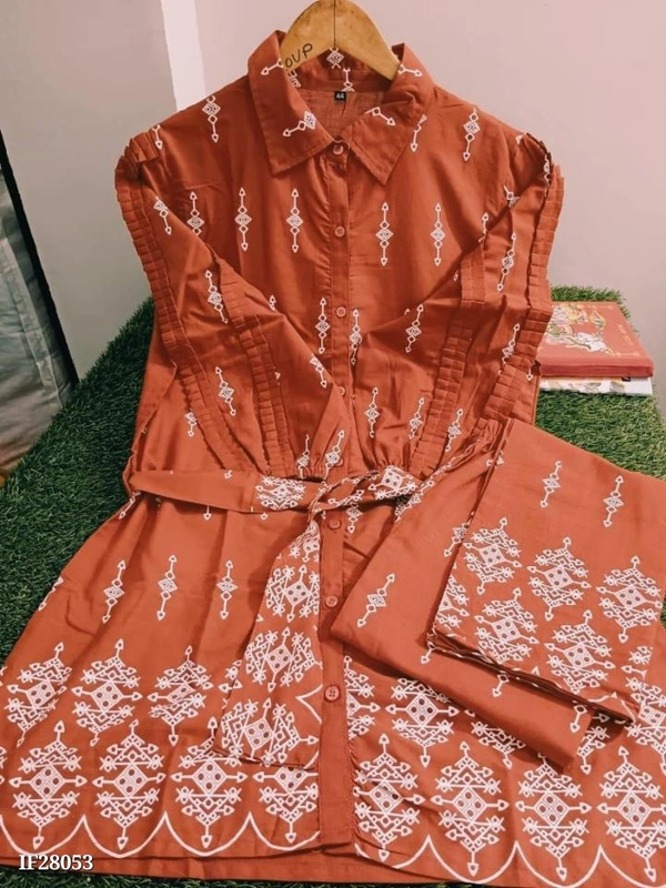 Stylish Cotton Coord Set - Tangerine, L