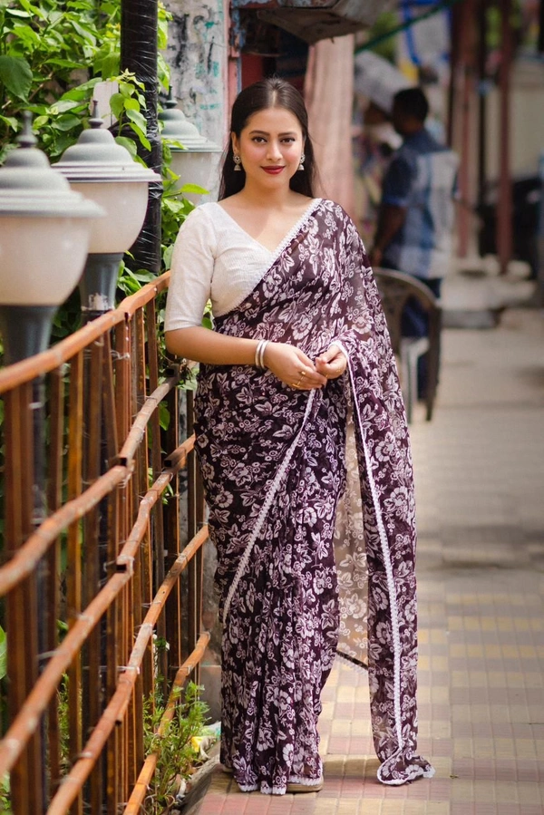 Soft Printed Saree  - Clairvoyant