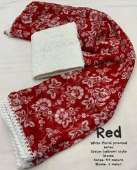 Soft Printed Saree  - Red
