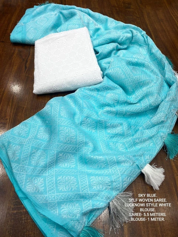 Soft Crepe Saree BRC-0012 - Free Size, Bright Turquoise