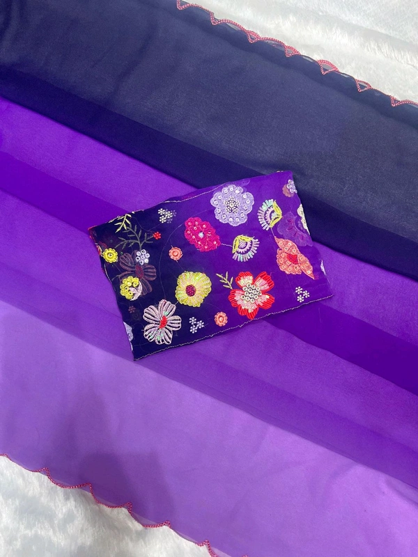 Hot Girl Designer Saree - Electric Violet