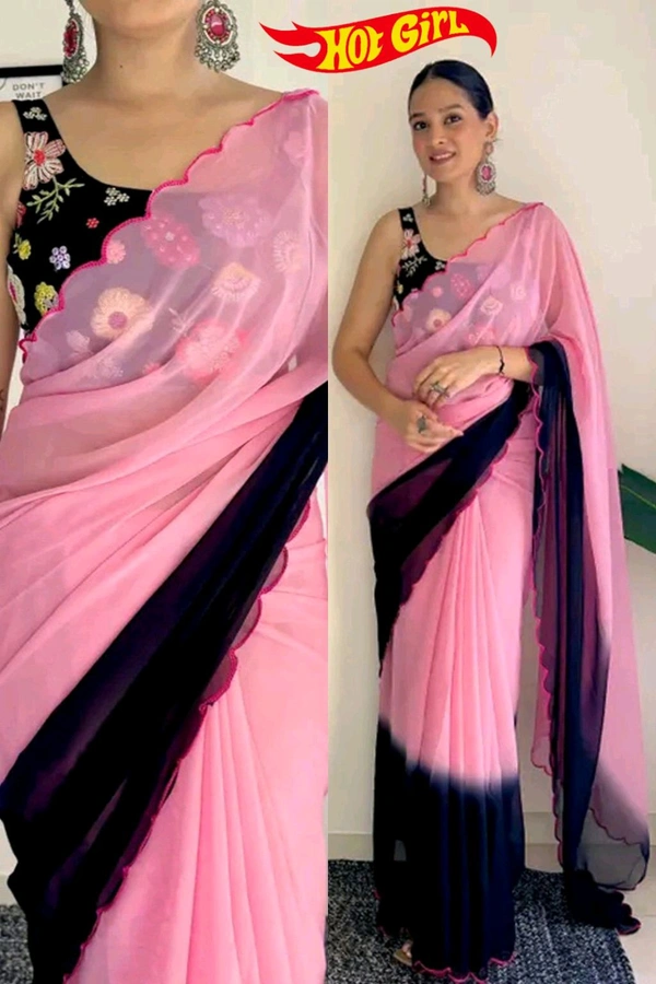 Hot Girl Designer Saree - Light Orchid