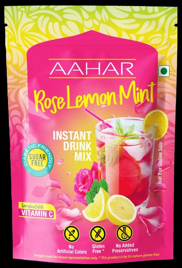 Aahar rose mint lemon juice pre mix 500gms