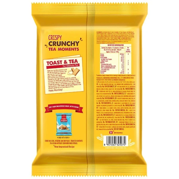Britannia Toastea Premium Bake Rusk - With Real Elaichi, Crunchy, Zero Trans Fat, 150 g