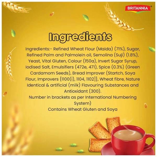 Britannia Toastea Premium Bake Rusk - With Real Elaichi, Crunchy, Zero Trans Fat, 150 g