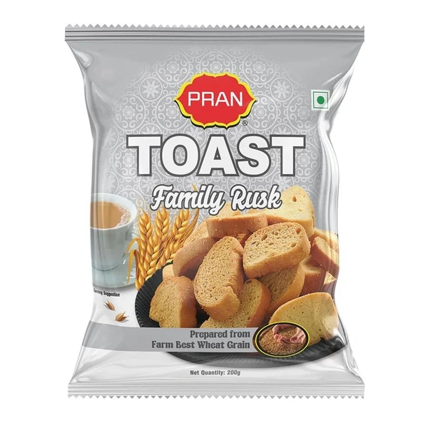PRAN Toast Family Rusk - Made From Wheat Grain, Crispy & Crunchy, 200 g