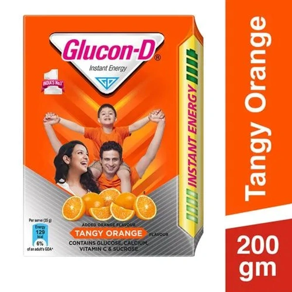 Glucon-D Instant Energy Health Drink - Tangy Orange, 200 g