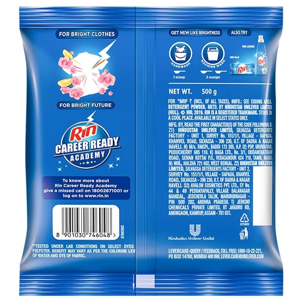 Rin Refresh Lemon & Rose Detergent Powder 500 g