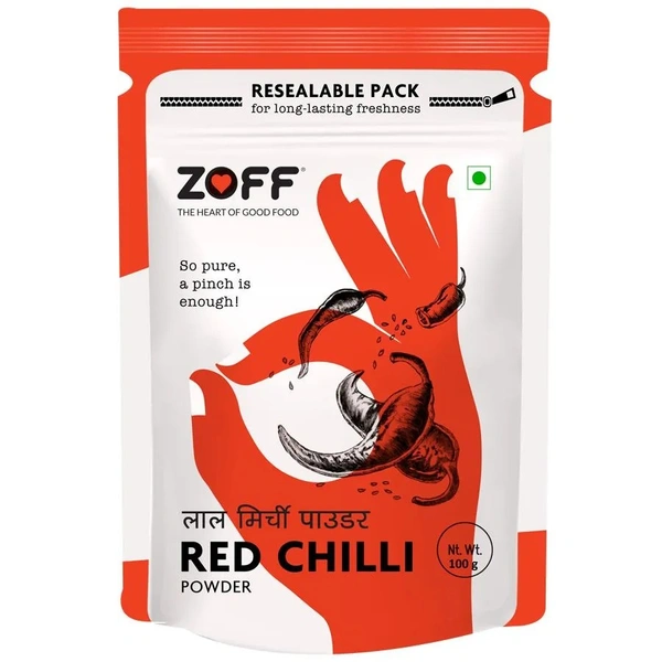 Zoff Red Chilli Powder - High Quality & Flavour, Cool Ground, Pouch - 100g