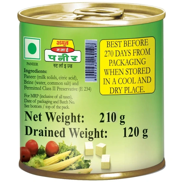 Amul Malai Paneer - Sterlised, Tin Can - 210g
