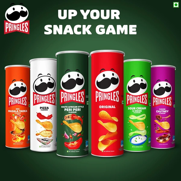 Pringles Potato Chips - Peri Peri Flavoured, Crunchy, Crispy, 107g Can
