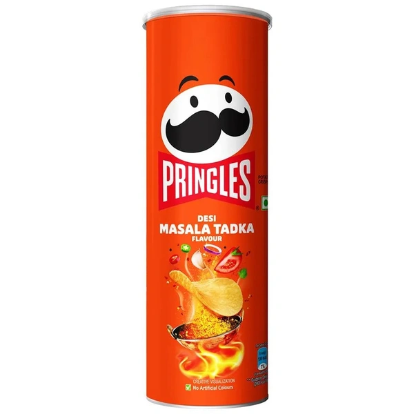 Pringles Potato Chips - Desi Masala Flavoured, Crunchy, Crispy, 107g Can