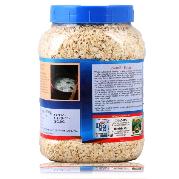 Manna Instant Oats White Oats | High in Fibre and Protein | Helps Maintain Cholesterol - 500g