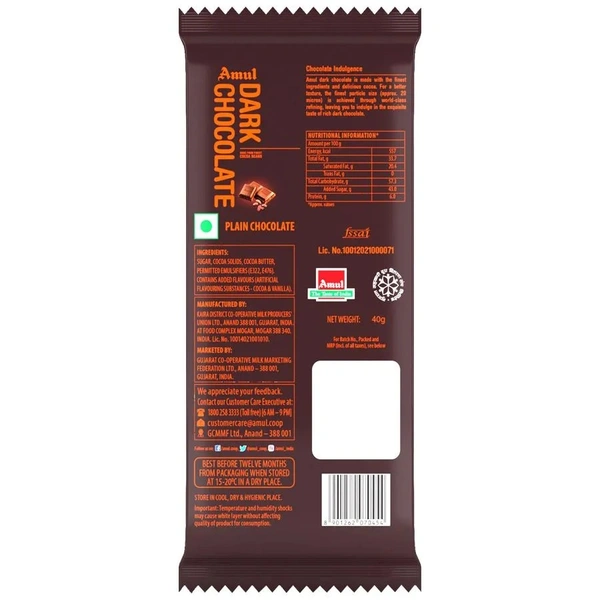 Amul Dark Chocolate 40g