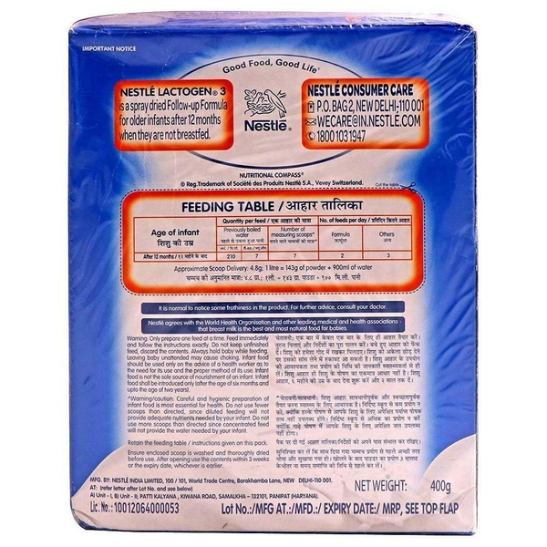 Lactogen 3 Infant Follow-up Formula Powder 12 months + 400g