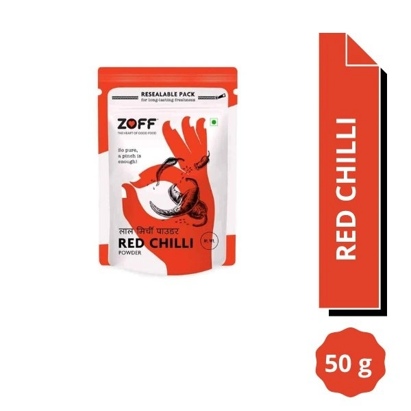 Zoff Red Chilli Powder - High Quality & Flavour, Cool Ground, Pouch - 50g