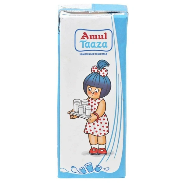 Amul Taaza Homogenised Toned Milk (Tetra Pack) - 200ml
