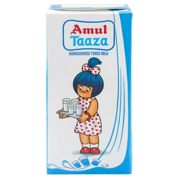Amul Taaza Homogenised Toned Milk (Tetra Pack) - 1L