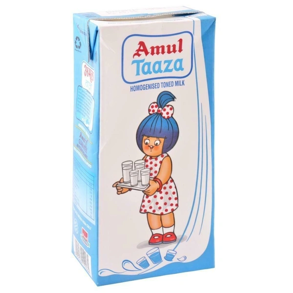 Amul Taaza Homogenised Toned Milk (Tetra Pack) - 1L
