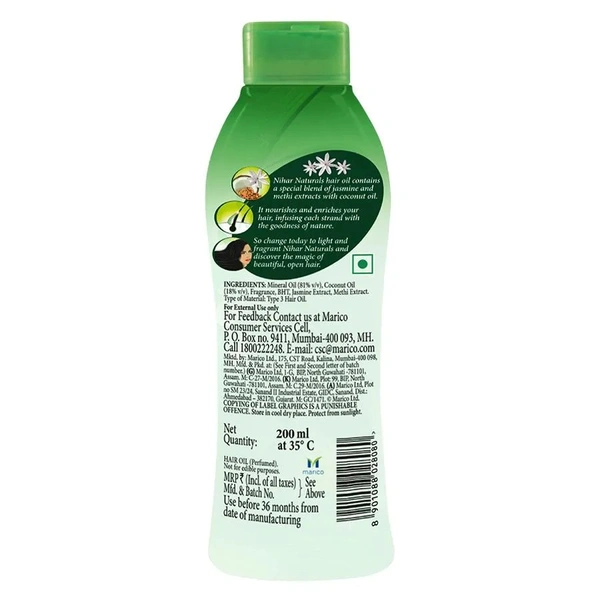 Nihar Naturals Jasmine Coconut Hair Oil - 200ml