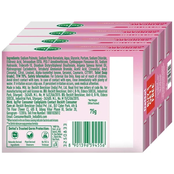 Dettol Skincare Pure Glycerine Soap,Protection, 75g Buy 3 Get 1 Free