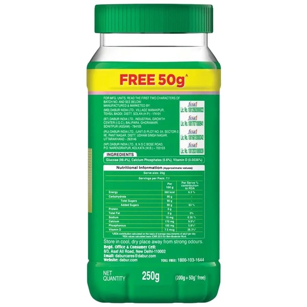 Dabur Glucose-D Instant Glucose, 200g (Get 50 g Free)