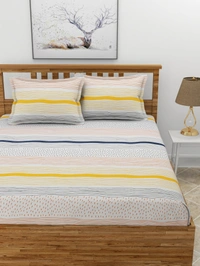 MORADO Premium Glace Cotton Double King Bedsheet with 2 King Size Pillow Covers (108x108 Inches)