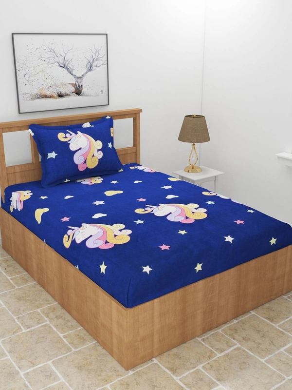 MORADO Premium Glace Cotton Single Bedsheet with 1 King Size Pillow Cover (60x90 Inches)