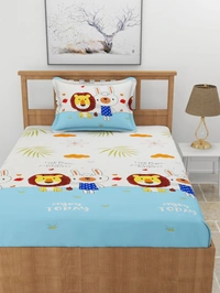 MORADO Premium Glace Cotton Elastic Fitted Single Bedsheet with 1 Pillow Cover (36x72x8 Inches)