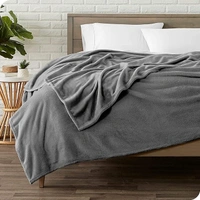 MORADO 190 GSM Flannel Super Soft Warm Double Blanket for Winters - 90x90 Inches, Cadet Grey - 90x90 Inches, Cadet Grey