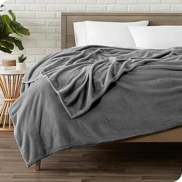 MORADO 190 GSM Flannel Super Soft Warm Double Blanket for Winters - 90x90 Inches, Cadet Grey - 90x90 Inches, Cadet Grey