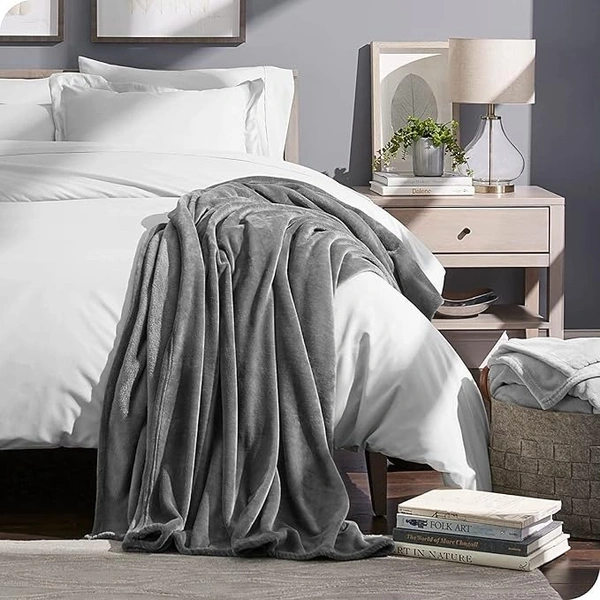 MORADO 190 GSM Flannel Super Soft Warm Single Blanket for Winters - 60x90 Inches, Cadet Grey - 60x90 Inches, Cadet Grey
