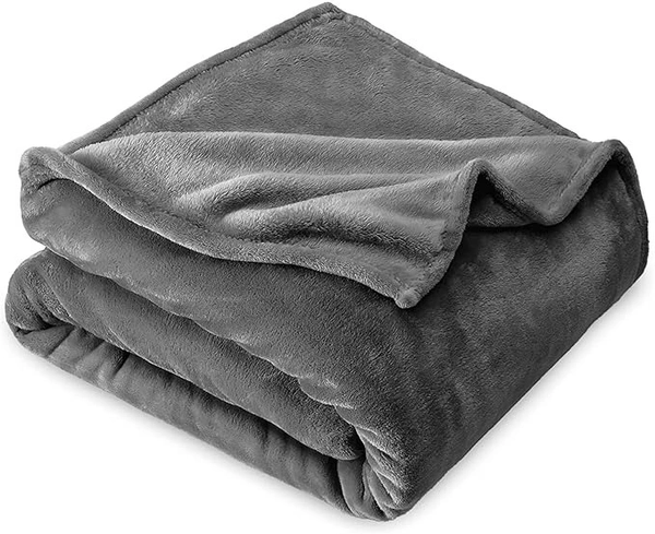 MORADO 190 GSM Flannel Super Soft Warm Double Blanket for Winters - 90x90 Inches, Cadet Grey - 90x90 Inches, Cadet Grey