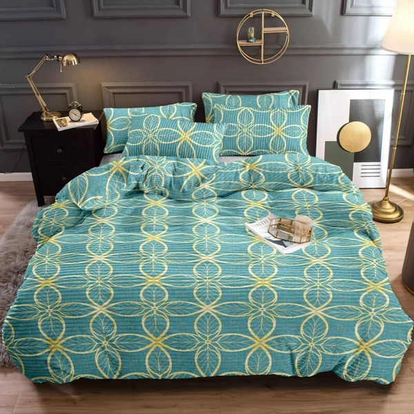 MORADO 190 GSM Flannel Super Soft Warm Elastic Fitted Double Bed Bedsheet with 2 Pillow Covers for Winters - 72x78x8 Inches, Teal - 72x78x8 Inches, Teal