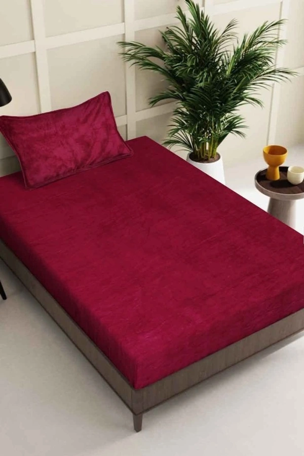 MORADO 190 GSM Flannel Super Soft Warm Single Bed Bedsheet with 1 Pillow Covers for Winters - 60x90 Inches, Vintage Maroon - 60x90 Inches, Vintage Maroon
