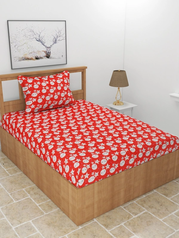 MORADO 190 GSM Flannel Super Soft Warm Single Bed Cartoon Print  Bedsheet with 1 Pillow Covers for Winters - 60x90 Inches, Red - 60x90 Inches, Red