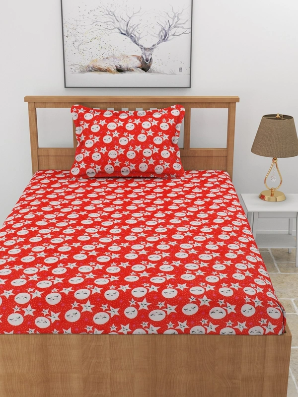 MORADO 190 GSM Flannel Super Soft Warm Single Bed Cartoon Print  Bedsheet with 1 Pillow Covers for Winters - 60x90 Inches, Red - 60x90 Inches, Red