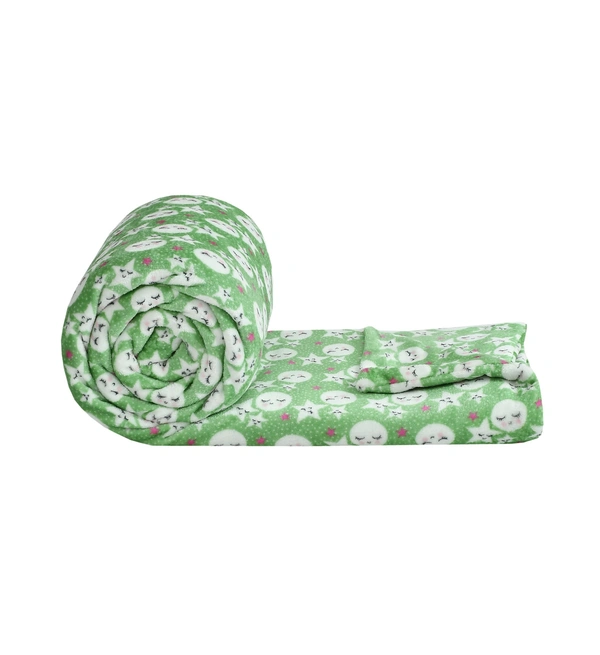 MORADO 190 GSM Flannel Super Soft Warm Double Bed Cartoon Print Quilt Cover/Duvet Cover/Rajai Cover/Blanket Cover for Winters with Zipper -90x100 Inches, Light Green - 90x100 Inches, Light Green