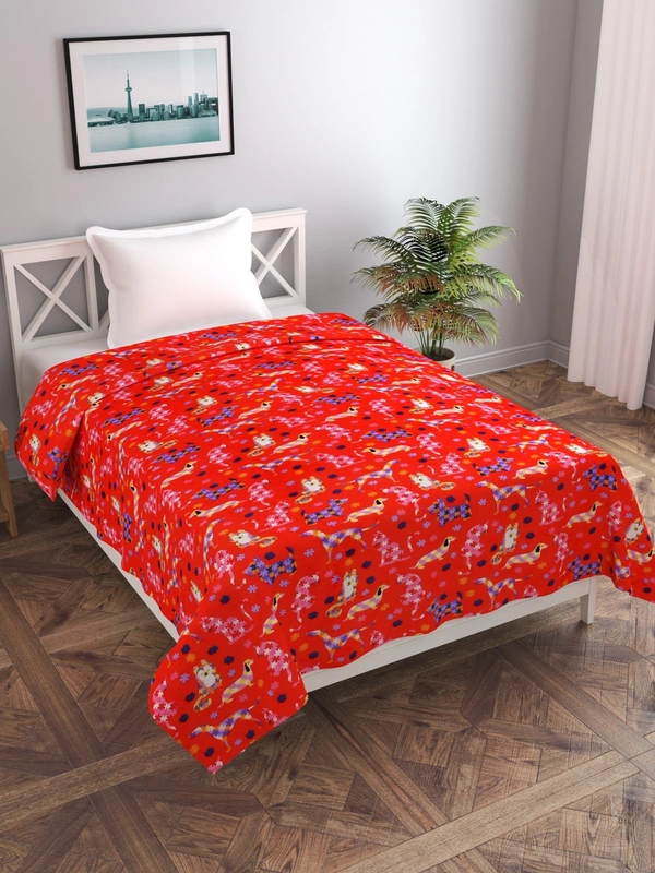 MORADO 190 GSM Flannel Super Soft Warm Single Bed Cartoon Print Quilt Cover/Duvet Cover/Rajai Cover/Blanket Cover for Winters with Zipper -60x90 Inches, Multi Color - 60x90 Inches, Multi Color