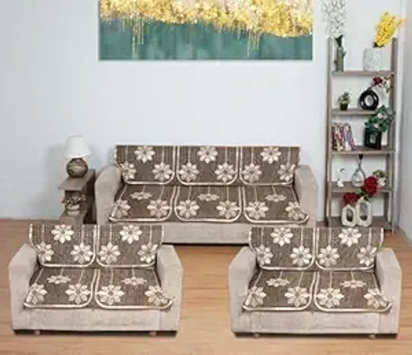 MORADO 7 Seater Sofa Cover  Sofa Panel Premium Quality, Chenille for Ultimate Protection and Style Durable, 3+2+2 Settee Slipcover in Brown, - Brown
