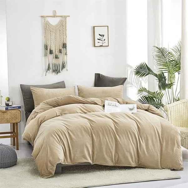 MORADO 190 GSM Flannel Super Soft Warm Elastic Fitted Single Bed Bedsheet with 1 Pillow Covers for Winters - 36x72x8 Inches, Camel - 36x72x8 Inches, Camel