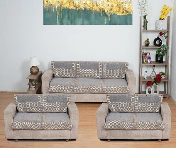 MORADO 7 Seater Sofa Cover  Sofa Panel Premium Quality, Chenille for Ultimate Protection and Style Durable, 3+2+2 Settee Slipcover in Light Grey, - Light Grey