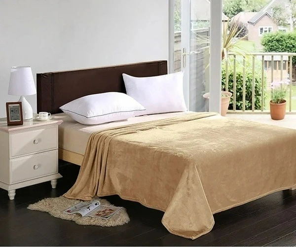 MORADO 190 GSM Flannel Super Soft Warm Double Blanket for Winters - 90x90 Inches, Camel - 90x90 Inches, Camel