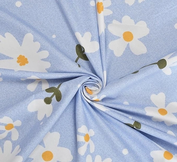 MORADO Premium Glace Cotton Double Bedsheet with 2 King Size Pillow Covers (90x100 Inches) - Light Blue